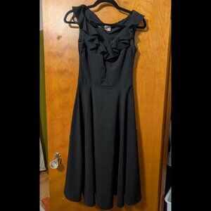 Miss Candyfloss Black Ruffle Neckline Swing Dress